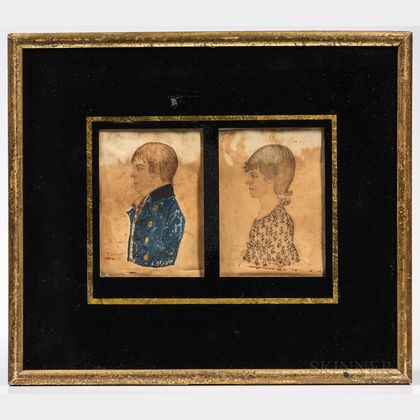 American School, Early 19th Century Pair of Miniature Portraits of William and Elizabeth Crump