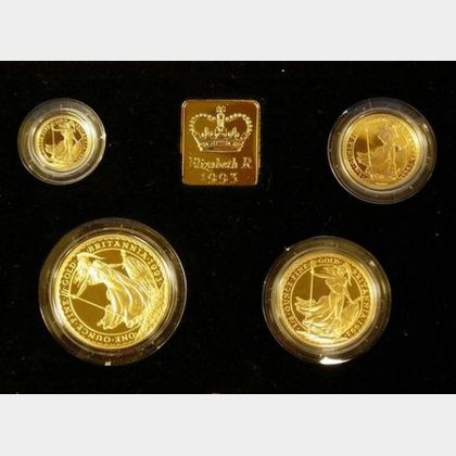 1993 United Kingdom Gold Proof Britannia Four Coin Collection