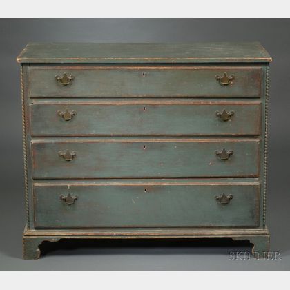 Blue-painted Country Four-Drawer Chest
