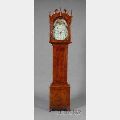 Federal Mahogany and Flame Mahogany Veneer Tall Clock