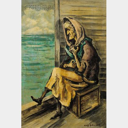 Adolf Arthur Dehn (American, 1895-1968) Woman Sitting by the Shore