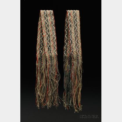 Pair of Great Lakes Finger-woven Beaded Wool Sashes