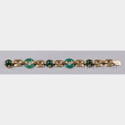 14kt Gold and Green Chalcedony Bracelet
