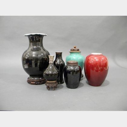 Six Monochrome Porcelain Vases