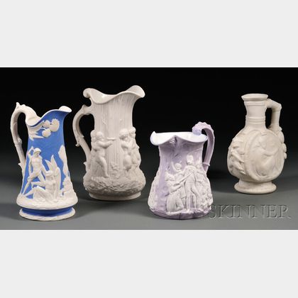 Four Molded Staffordshire Jugs