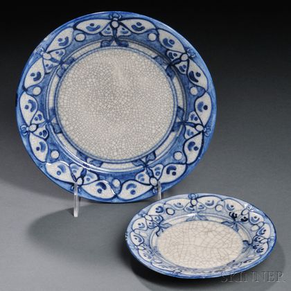 Two Dedham Pottery Moth Plates 