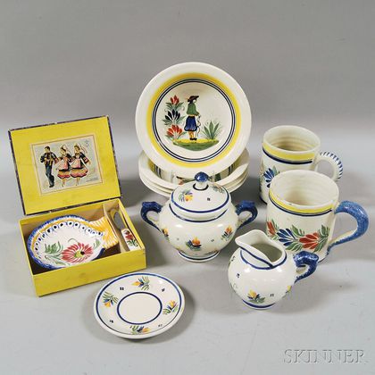 Eleven Quimper Pottery Table Items