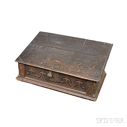Carved Oak Slant-lid Desk Box