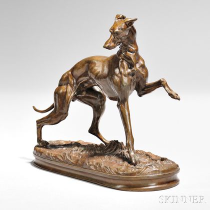 Pierre-Jules Mêne (French, 1810-1879) Greyhound, with Left Front Leg Raised