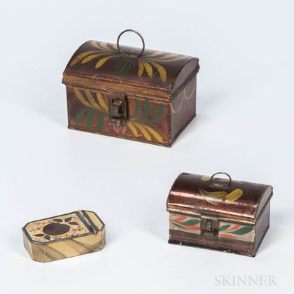 Three Small Painted Tin Boxes