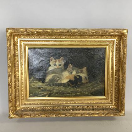 American School, 19th Century Portrait of Three Cats