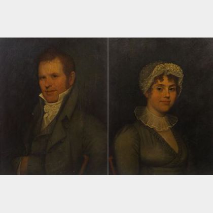 Ethan Allen Greenwood (Massachusetts 1779-1856),Pair of Portraits of Sally Shurtleff and her Husband Dr. Benjamin Shurtleff (3d) (1774