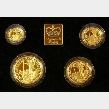 1995 United Kingdom Gold Proof Britannia Four Coin Collection