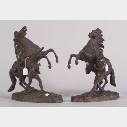 Pair of Bronze Marly Horse Figures