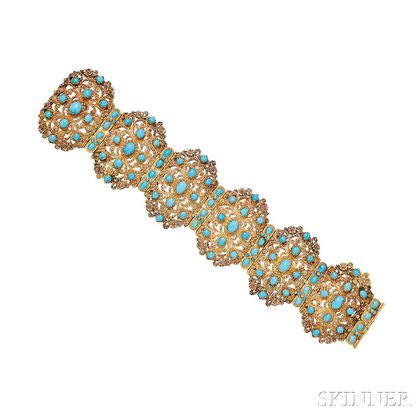 Gold and Turquoise Bracelet, 