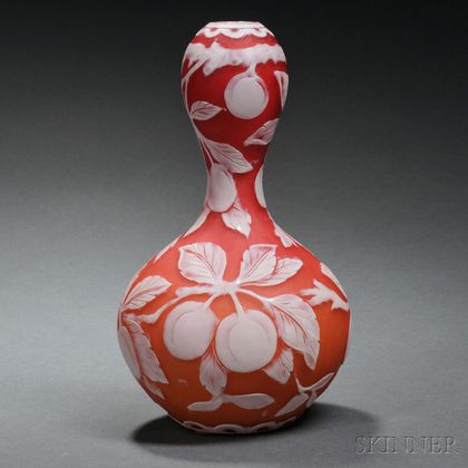 English Cameo Glass Double Gourd Vase