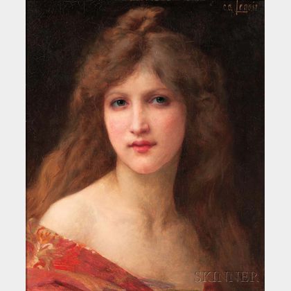 Charles Amable Lenoir (French, 1861-1940) Portrait of a Girl in a Red Dress