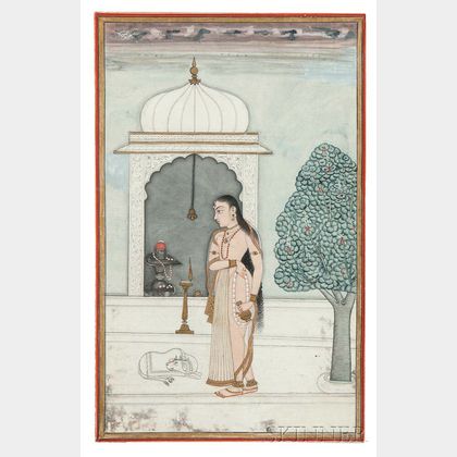 Mughal Miniature Painting Depicting a Lady