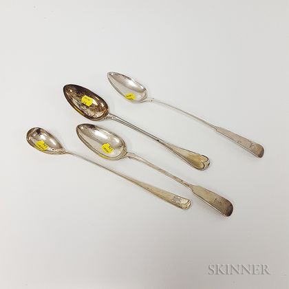 Three Sterling Silver Stuffing Spoons and a Coin Silver Stuffing Spoon