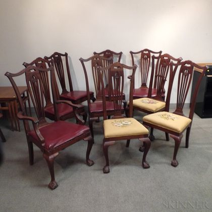 Set of Nine Colonial Revival Mahogany Dining Chairs
