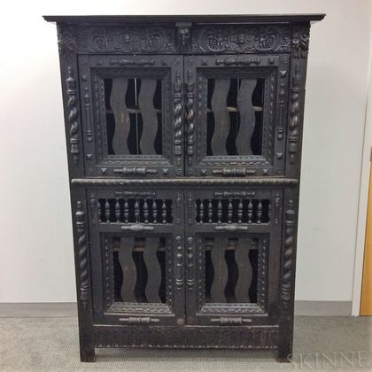 Baroque-style Carved Oak Cabinet