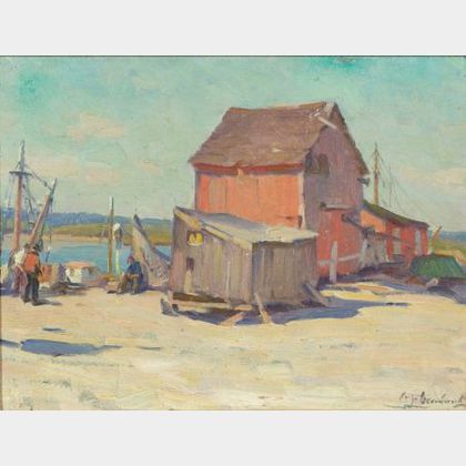 Mabel May Woodward (American, 1877-1945) Red Fish House/A Chester, Nova Scotia Landscape