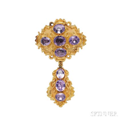 Gold and Amethyst Brooch