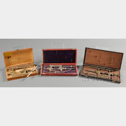 Three Boxed Brass and Steel Jacot Tool Sets