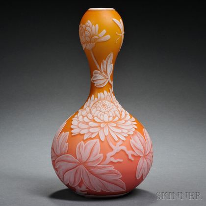 English Cameo Glass Double Gourd Vase