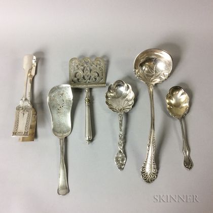Six Sterling Silver and Silver-plated Serving Pieces