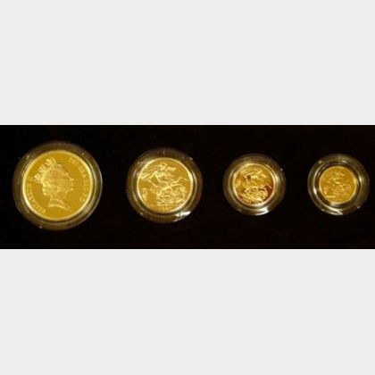 1985 United Kingdom Gold Proof Four Coin Collection