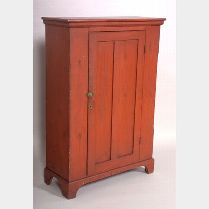 Salmon Red-painted Pine Cupboard