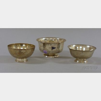 Three Small Sterling Revere-style Trophy Bowls