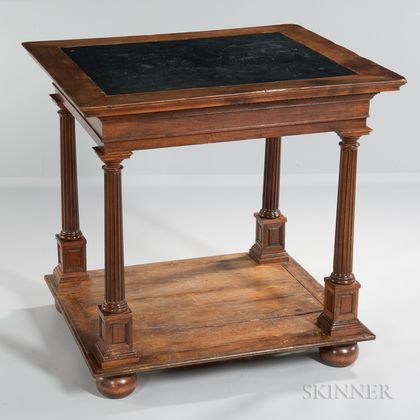 Continental Neoclassical-style Slate-top Walnut Table