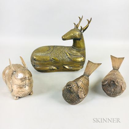 Four Animal-form Silver Boxes