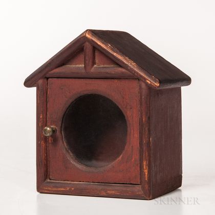 Red-painted Glazed House-form Watch Hutch