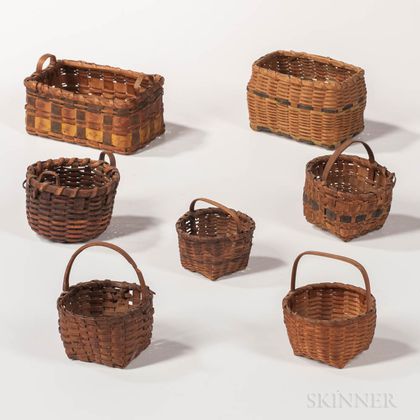 Seven Miniature Splint Baskets