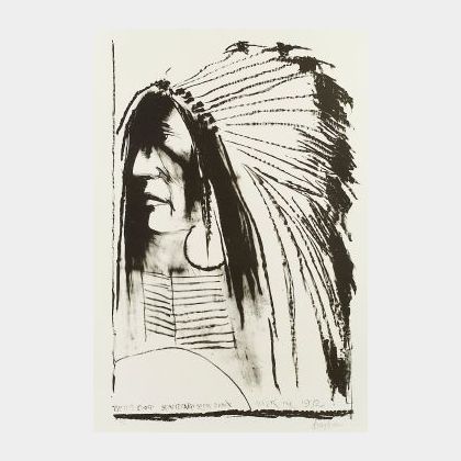 Leonard Baskin (American, 1922-2000) Lot of Two Images of Native Americans: Sitting Bull