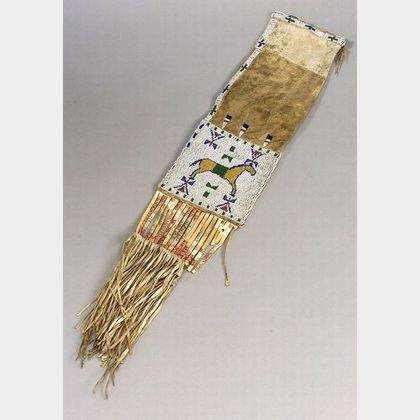 Central Plains Beaded Hide Pictorial Pipe Bag