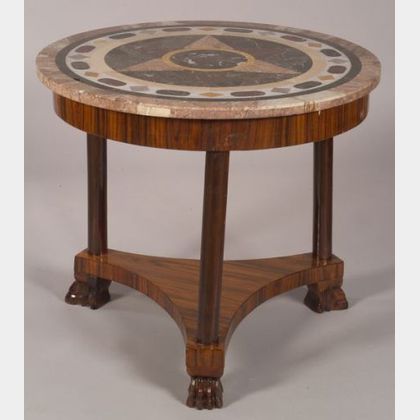 Regency Style Specimen Marble-top and Rosewood Center Table