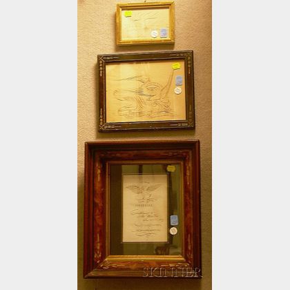 Three Framed 19th Century Calligraphy Items