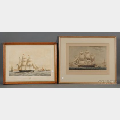 Lot of Two Prints: American School, 19th Century, First-Class Packet Ship "Yorkshire" of New York