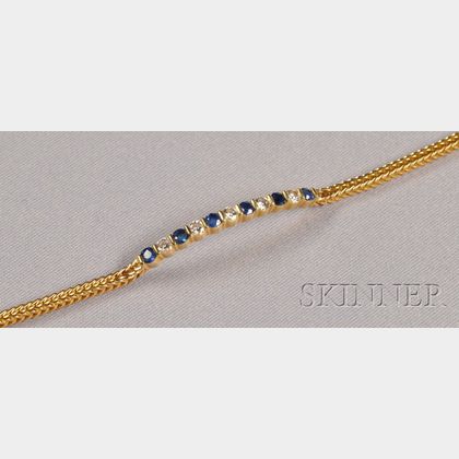 18k Gold, Sapphire, and Diamond Bracelet, Gemlok