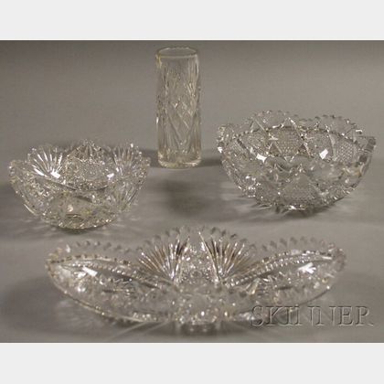 Four Colorless Cut Glass Items