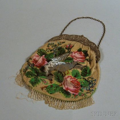 Polychrome Beaded Purse with German .800 Silver Frame