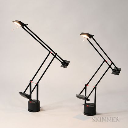 Pair of Aluminum Artemide Tizio 35 Bird Lamps 
