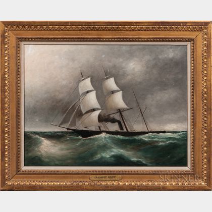 Clement Drew (act. Massachusetts, 1806-1889) Sailing Steamship on Rocky Seas
