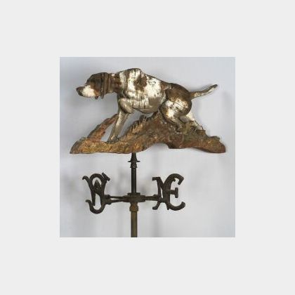 Polychrome Painted Wooden Pointer Weathervane