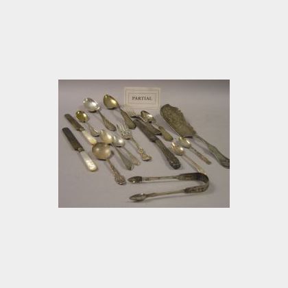 Forty-five Pieces of Assorted Sterling and Coin Silver Flatware and Forty-one Silver Plated and Mother-of-Pearl Handled Flatware Items