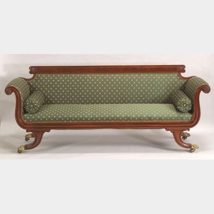 Classical Carved Mahogany Veneer Sofa